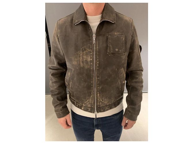 Dior Homme Lederjacke/-mantel Braun - Ansicht 4