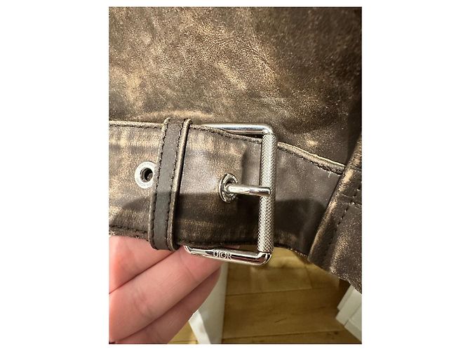 Dior Homme Lederjacke/-mantel Braun - Ansicht 5