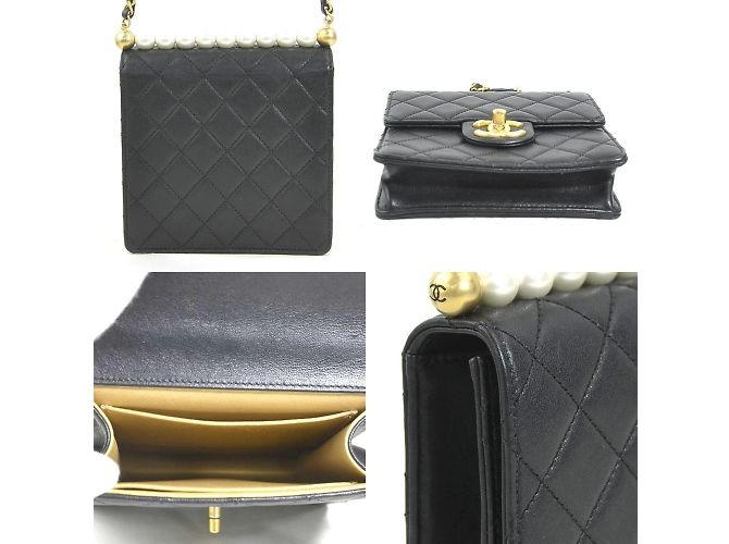 Sac à épaule en cuir Matelassé Chanel Noir Blanc cassé - vue 3