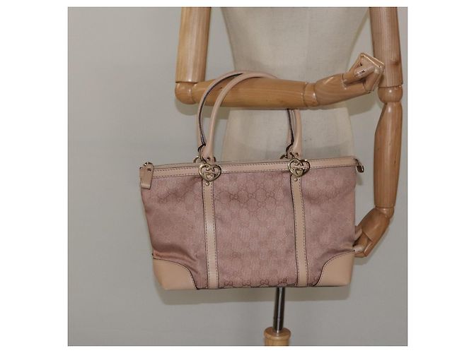 Borsa Tote Lovely GG Canvas Gucci Rosa Oro 257069 Auth 117391 - vista 22