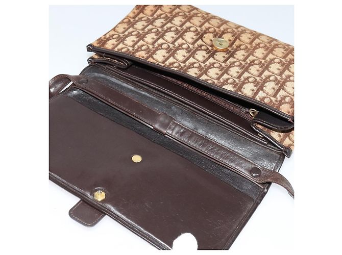 Borsa a spalla in tela Trotter Christian Dior marrone oro Auth 118343 D'oro - vista 10