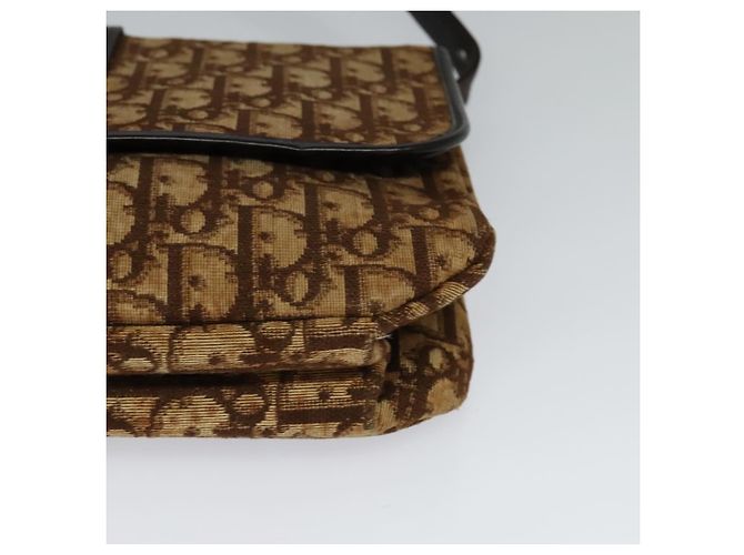 Borsa a spalla in tela Trotter Christian Dior marrone oro Auth 118343 D'oro - vista 14