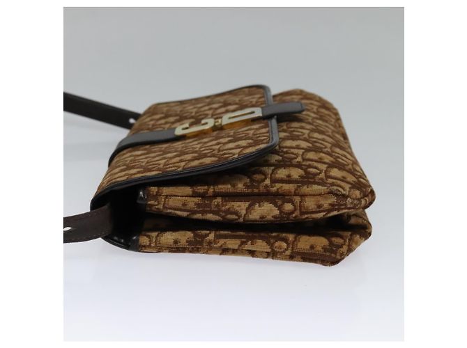 Borsa a spalla in tela Trotter Christian Dior marrone oro Auth 118343 D'oro - vista 3