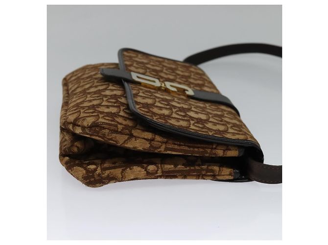 Borsa a spalla in tela Trotter Christian Dior marrone oro Auth 118343 D'oro - vista 4