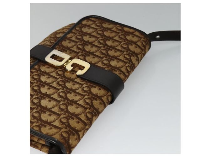 Borsa a spalla in tela Trotter Christian Dior marrone oro Auth 118343 D'oro - vista 6