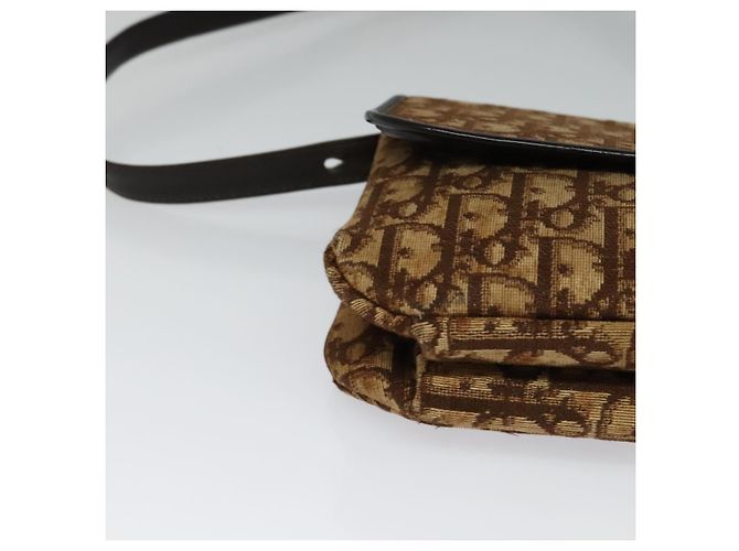 Borsa a spalla in tela Trotter Christian Dior marrone oro Auth 118343 D'oro - vista 9