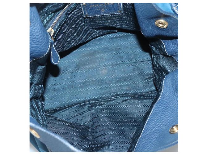 Borsa a spalla PRADA in nylon blu Auth 117720 - vista 11