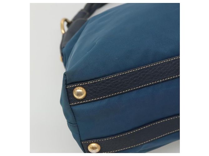 Borsa a spalla PRADA in nylon blu Auth 117720 - vista 14