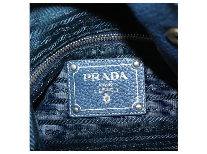 Borsa a spalla PRADA in nylon blu Auth 117720 - vista 18