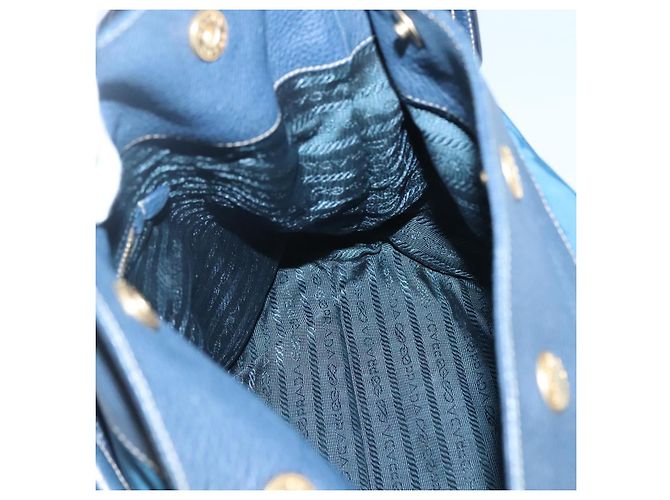 Borsa a spalla PRADA in nylon blu Auth 117720 - vista 19