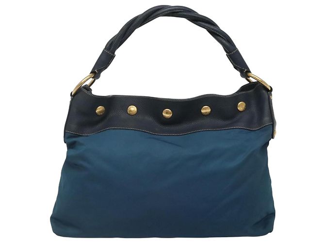 Borsa a spalla PRADA in nylon blu Auth 117720 - vista 2