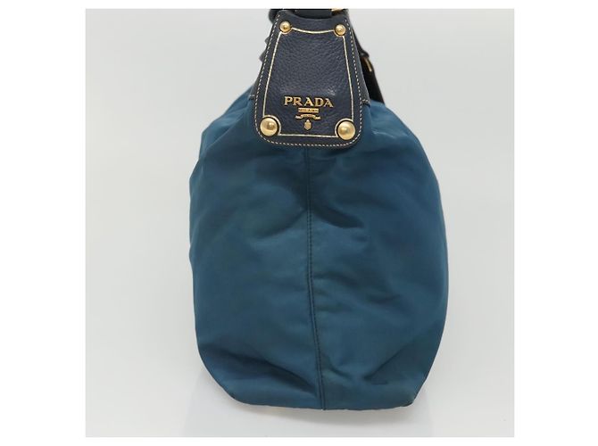 Borsa a spalla PRADA in nylon blu Auth 117720 - vista 3