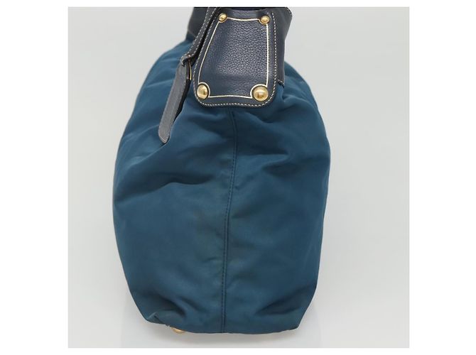 Borsa a spalla PRADA in nylon blu Auth 117720 - vista 4