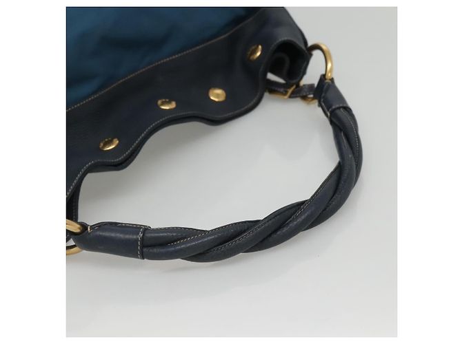 Borsa a spalla PRADA in nylon blu Auth 117720 - vista 7