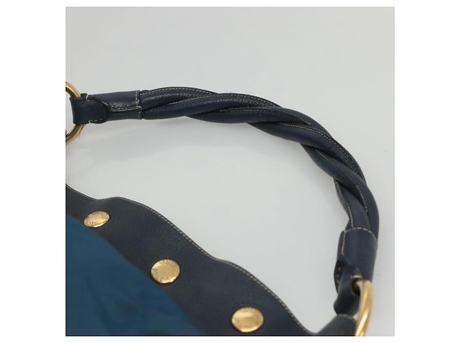 Borsa a spalla PRADA in nylon blu Auth 117720 - vista 8