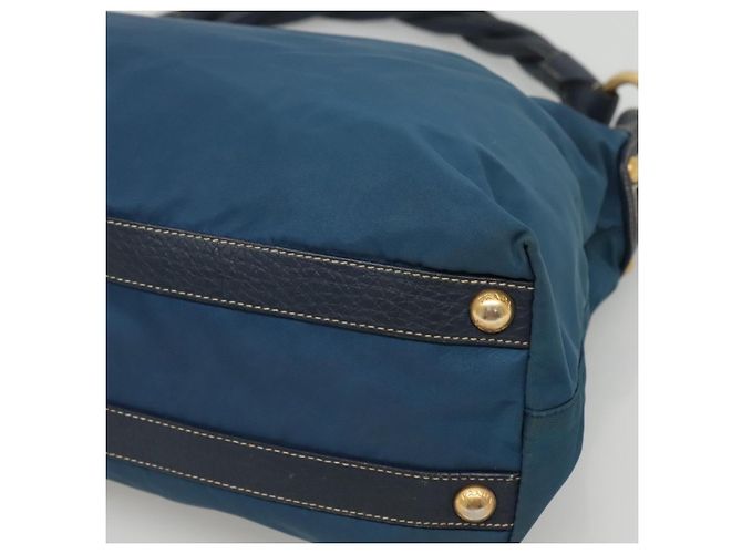 Borsa a spalla PRADA in nylon blu Auth 117720 - vista 9