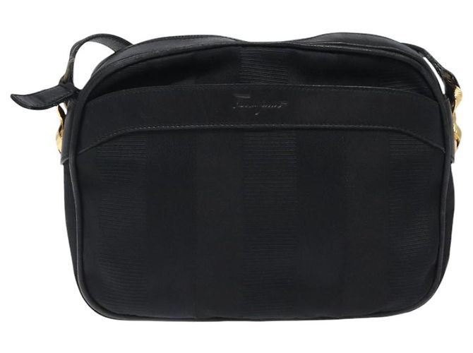 Borsa a spalla Salvatore Ferragamo in tela e pelle nera Auth bs24292 Nero - vista 13