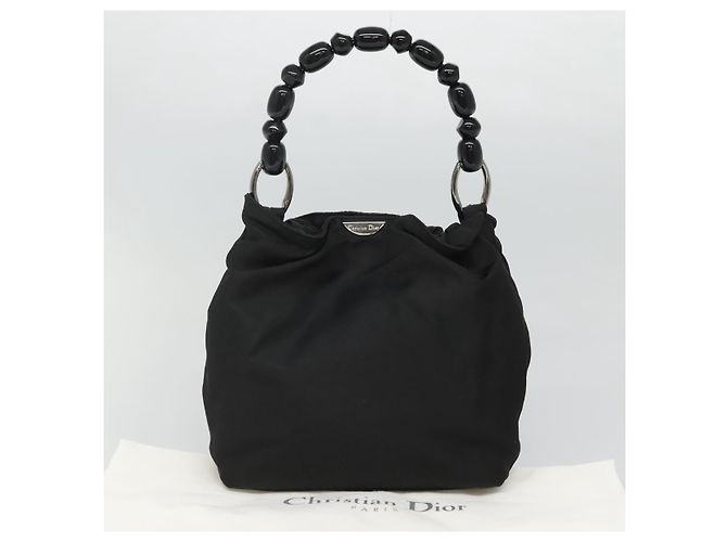 Borsa a spalla Maris Pearl Christian Dior in nylon nero argento autentica BA1374 - vista 12