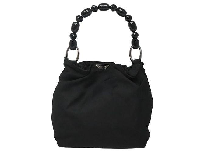 Borsa a spalla Maris Pearl Christian Dior in nylon nero argento autentica BA1374 - vista 13