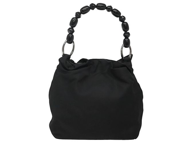 Borsa a spalla Maris Pearl Christian Dior in nylon nero argento autentica BA1374 - vista 2
