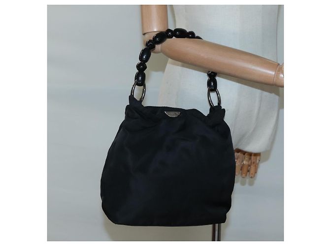 Borsa a spalla Maris Pearl Christian Dior in nylon nero argento autentica BA1374 - vista 22