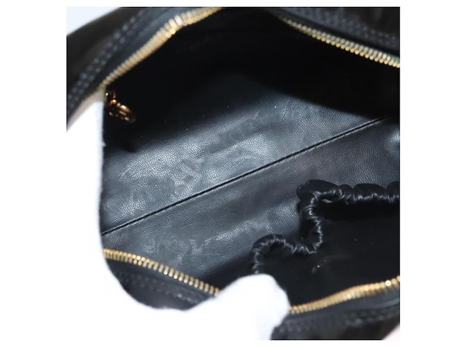 Vanity CHANEL COCO Marca Pochette Cosmetica Smalto Nero Oro CC Auth bs24433 D'oro - vista 10