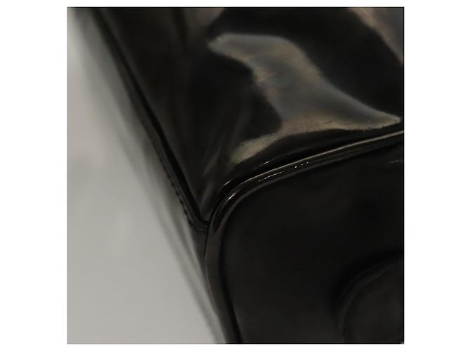 Vanity CHANEL COCO Marca Pochette Cosmetica Smalto Nero Oro CC Auth bs24433 D'oro - vista 14