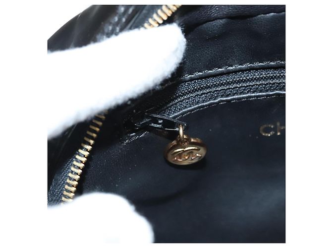 Vanity CHANEL COCO Marca Pochette Cosmetica Smalto Nero Oro CC Auth bs24433 D'oro - vista 19