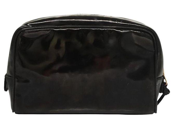 Vanity CHANEL COCO Marca Pochette Cosmetica Smalto Nero Oro CC Auth bs24433 D'oro - vista 2