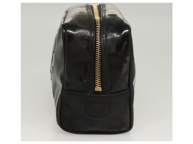 Vanity CHANEL COCO Marca Pochette Cosmetica Smalto Nero Oro CC Auth bs24433 D'oro - vista 3