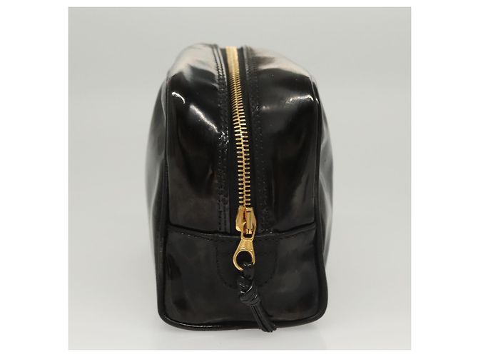 Vanity CHANEL COCO Marca Pochette Cosmetica Smalto Nero Oro CC Auth bs24433 D'oro - vista 4