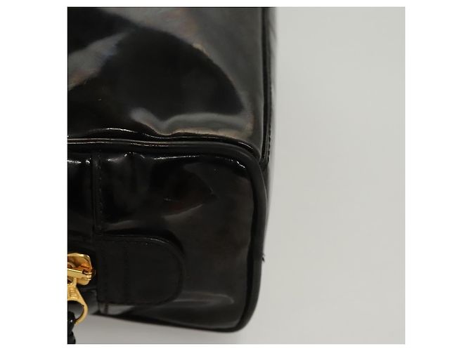 Vanity CHANEL COCO Marca Pochette Cosmetica Smalto Nero Oro CC Auth bs24433 D'oro - vista 7