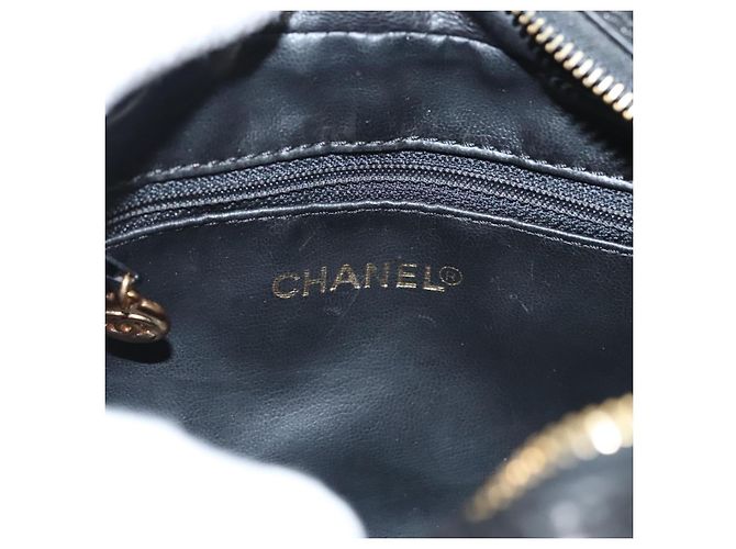 Vanity CHANEL COCO Marca Pochette Cosmetica Smalto Nero Oro CC Auth bs24433 D'oro - vista 9