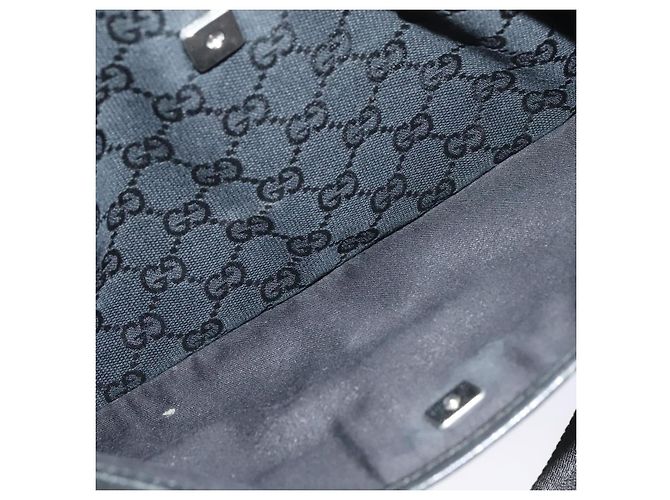 Borsa a Spalla GG Canvas Gucci Nera Argento 145857 001013 Auth bs24306 Nero - vista 21