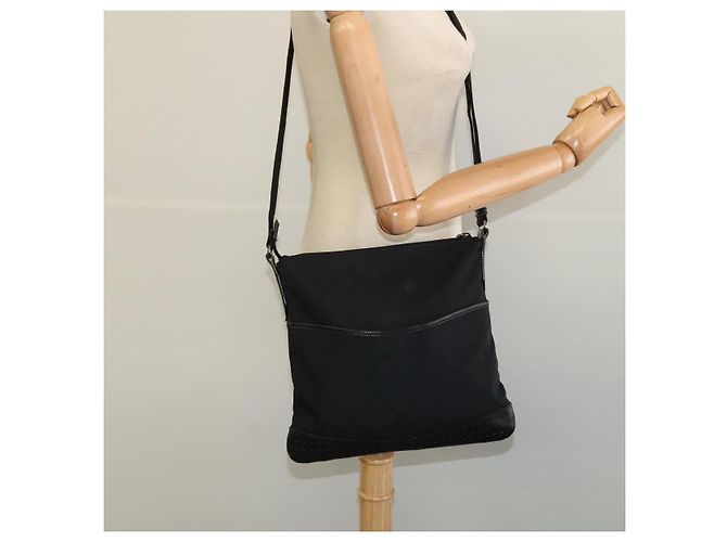Borsa a Spalla GG Canvas Gucci Nera Argento 145857 001013 Auth bs24306 Nero - vista 22