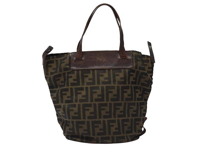 FENDI Zucca Canvas Handtasche Schwarz Braun Silber Authentisch bs24219 - Ansicht 13