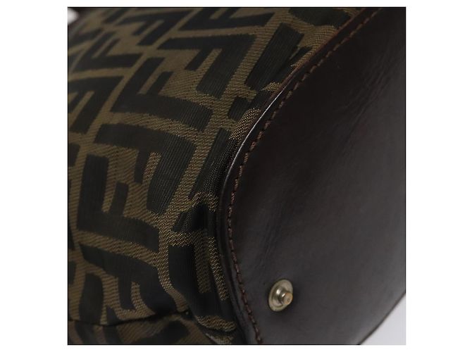 FENDI Zucca Canvas Handtasche Schwarz Braun Silber Authentisch bs24219 - Ansicht 14