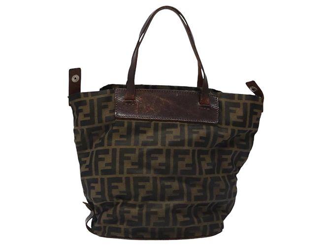 FENDI Zucca Canvas Handtasche Schwarz Braun Silber Authentisch bs24219 - Ansicht 2