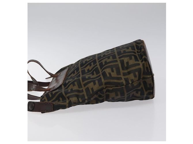 FENDI Zucca Canvas Handtasche Schwarz Braun Silber Authentisch bs24219 - Ansicht 4