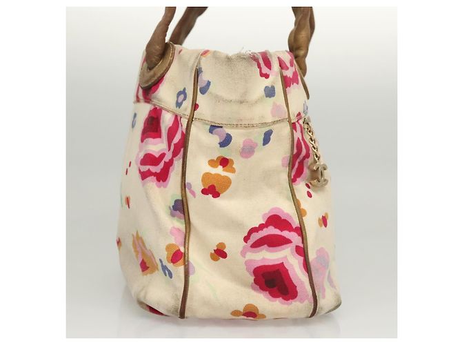 CHANEL Borsa Tote Canvas Bianca CC Auth BA1187 Bianco - vista 4