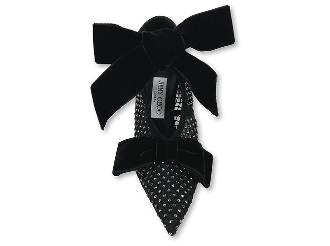 Jimmy Choo Samtpumps mit Kristallschleifen Schwarz Silber - Ansicht 3