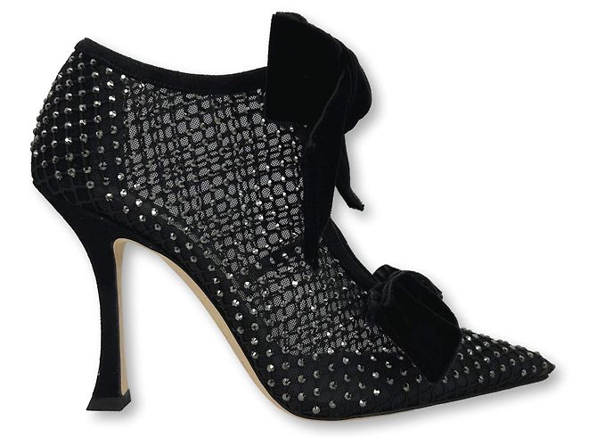 Jimmy Choo Samtpumps mit Kristallschleifen Schwarz Silber - Ansicht 4