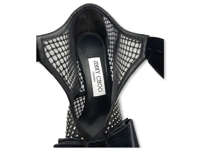 Jimmy Choo Samtpumps mit Kristallschleifen Schwarz Silber - Ansicht 9