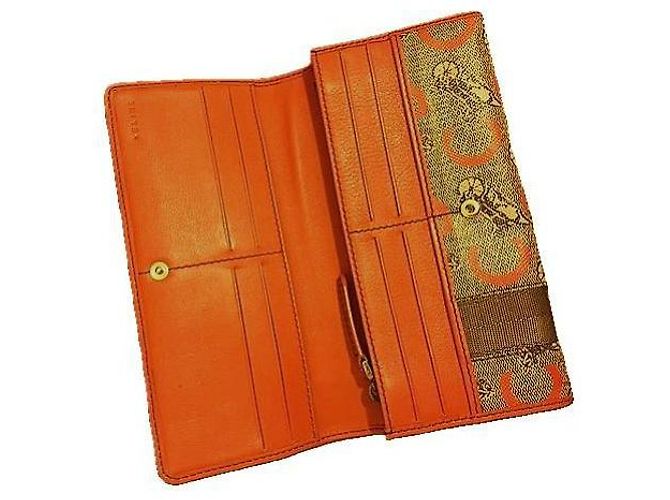 Portafoglio lungo bi-color Céline arancione e beige - vista 4