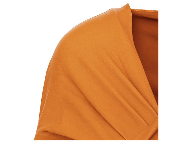 Vestido midi de cuero Bottega Veneta Naranja - vista 10