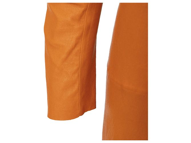Vestido midi de cuero Bottega Veneta Naranja - vista 11