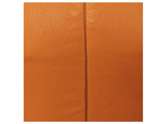 Vestido midi de cuero Bottega Veneta Naranja - vista 12