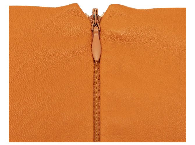 Vestido midi de cuero Bottega Veneta Naranja - vista 13