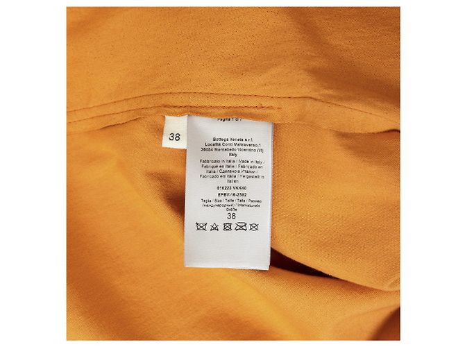 Vestido midi de cuero Bottega Veneta Naranja - vista 15