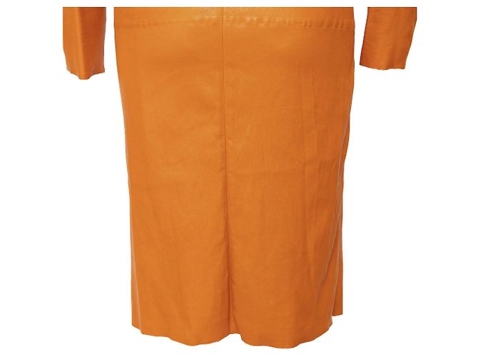Vestido midi de cuero Bottega Veneta Naranja - vista 7